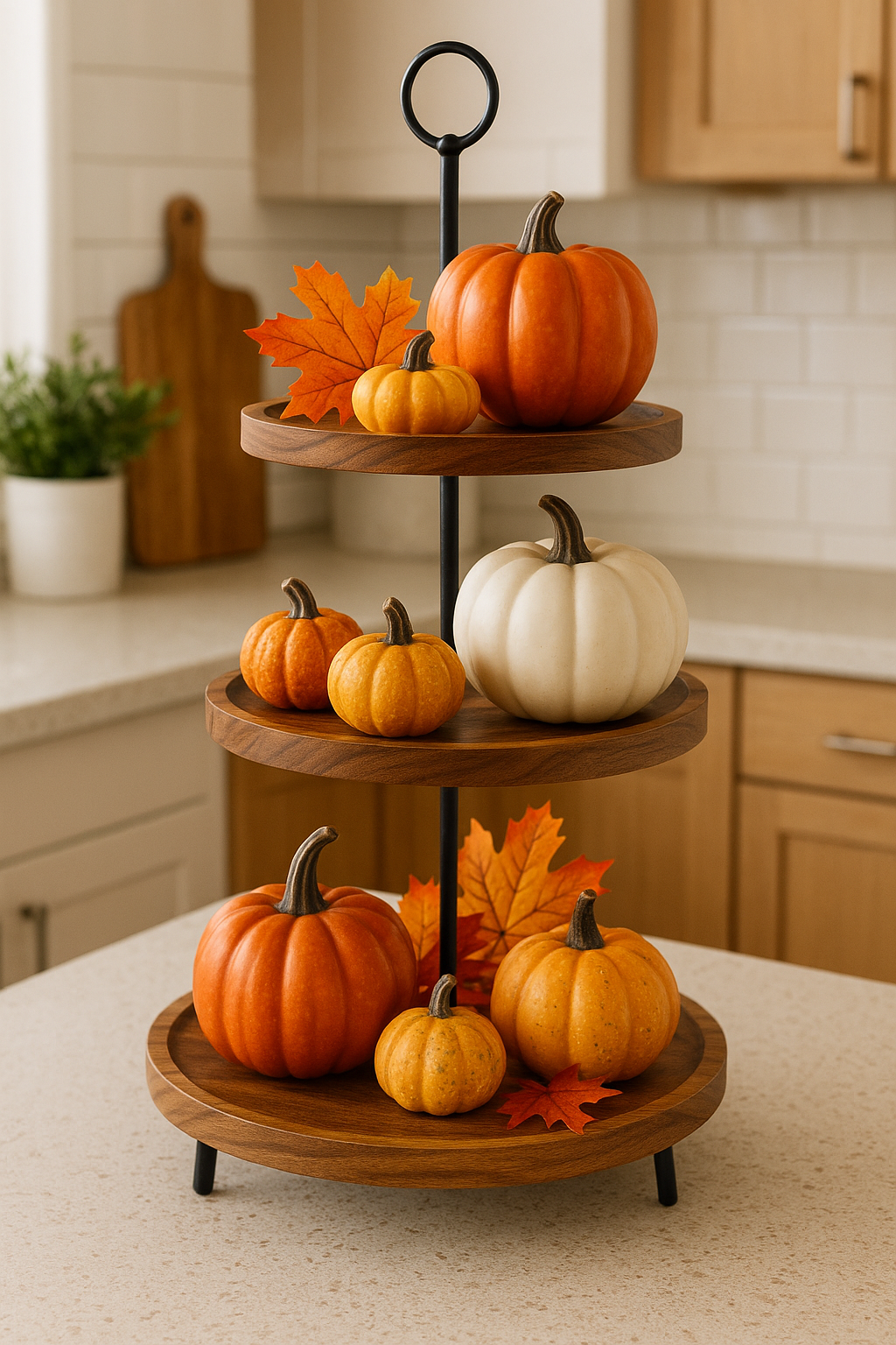 3‑tier acacia serving tray